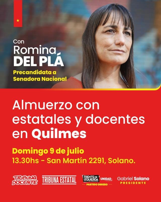 Frente de Izquierda: Romina del Plá estará en San Francisco Solano