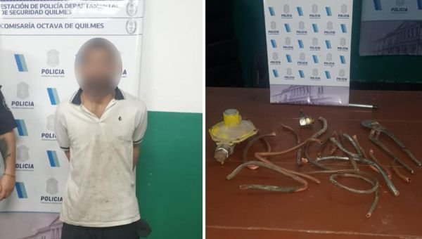 Detienen a sujeto que robaba caños de cobre de los medidores de gas