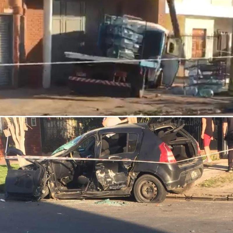 Un herido al chocar su auto con un camión
