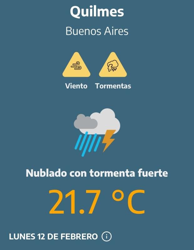 Quilmes bajo alerta amarilla por viento y tormentas