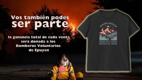 Marca de ropa quilmeña lanzó una campaña solidaria para ayudar a los Bomberos de Epuyén