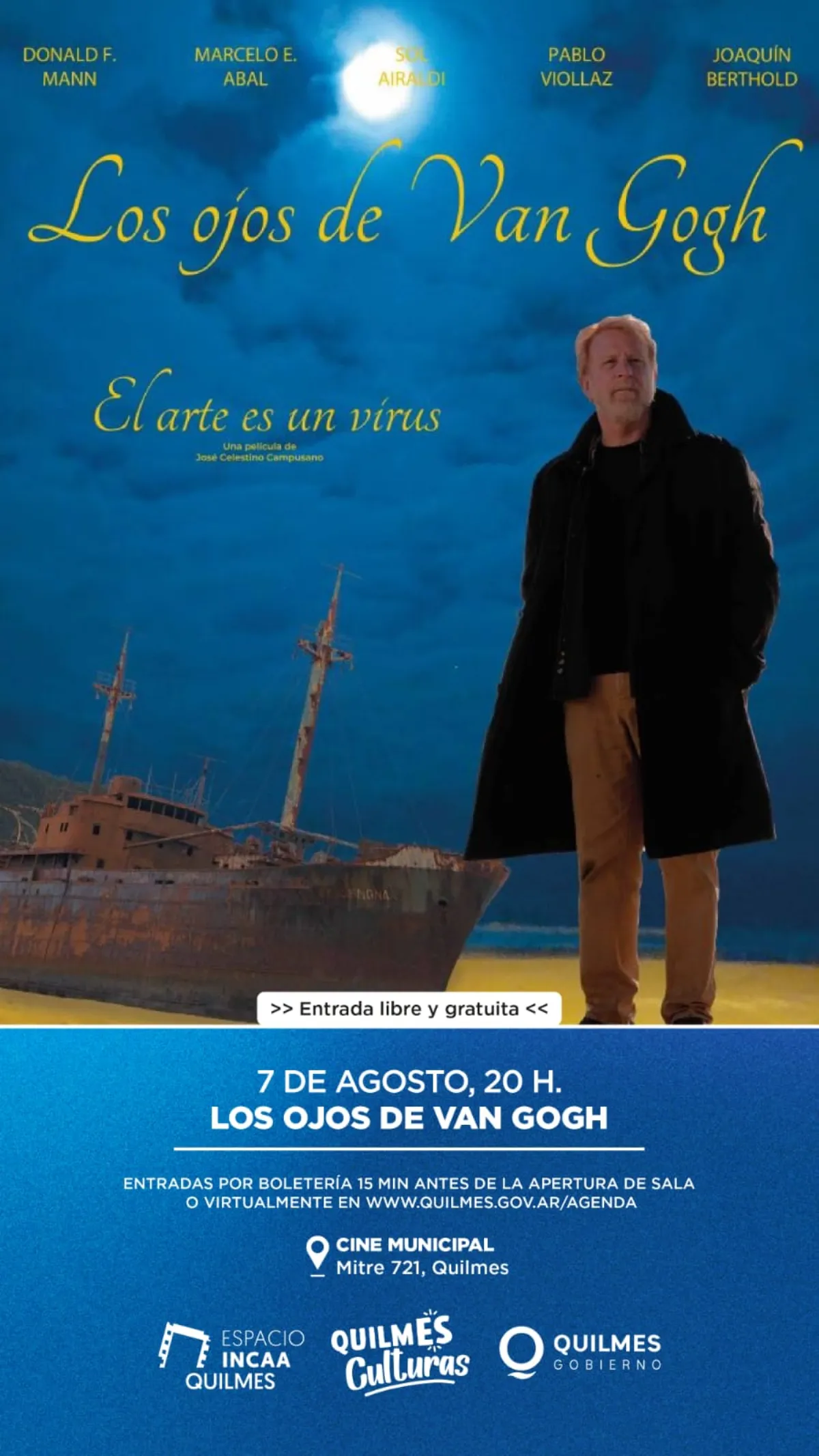 Cine gratuito en el Teatro Municipal: Proyectan el film "Los ojos de Van Gogh"