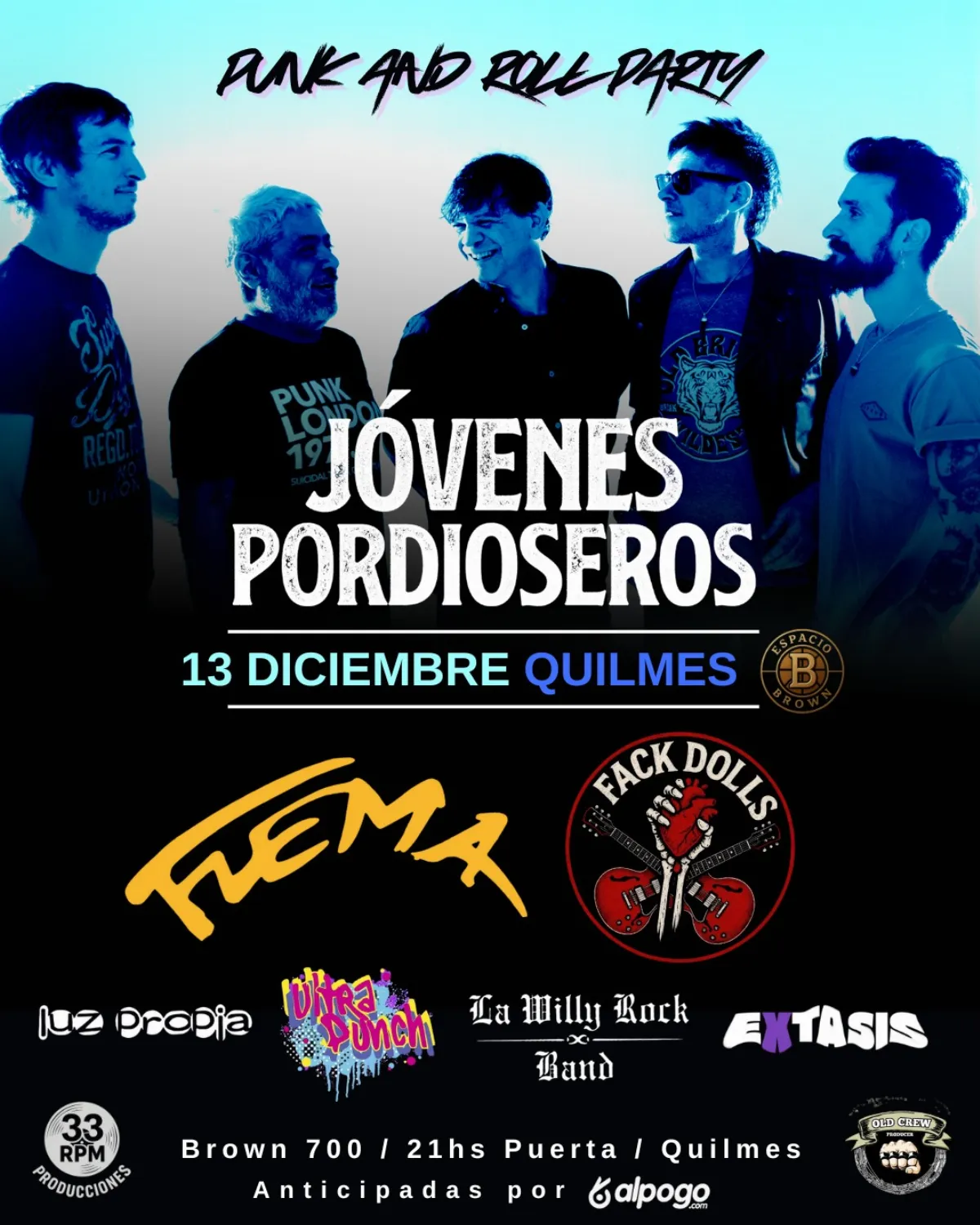 Jóvenes Pordioseros y Flema llegan a Quilmes con un show exclusivo en Espacio Brown