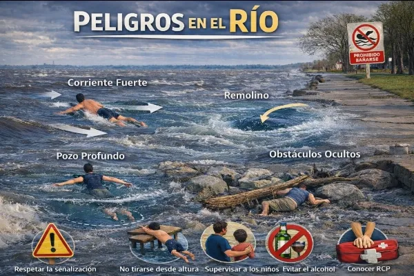 Advierten sobre los peligros ocultos del río durante el verano