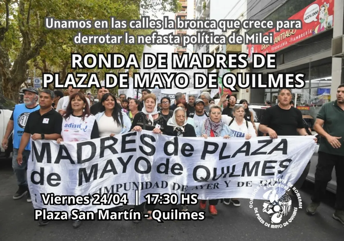 Convocan a una nueva ronda de Madres de Plaza de Mayo en Quilmes