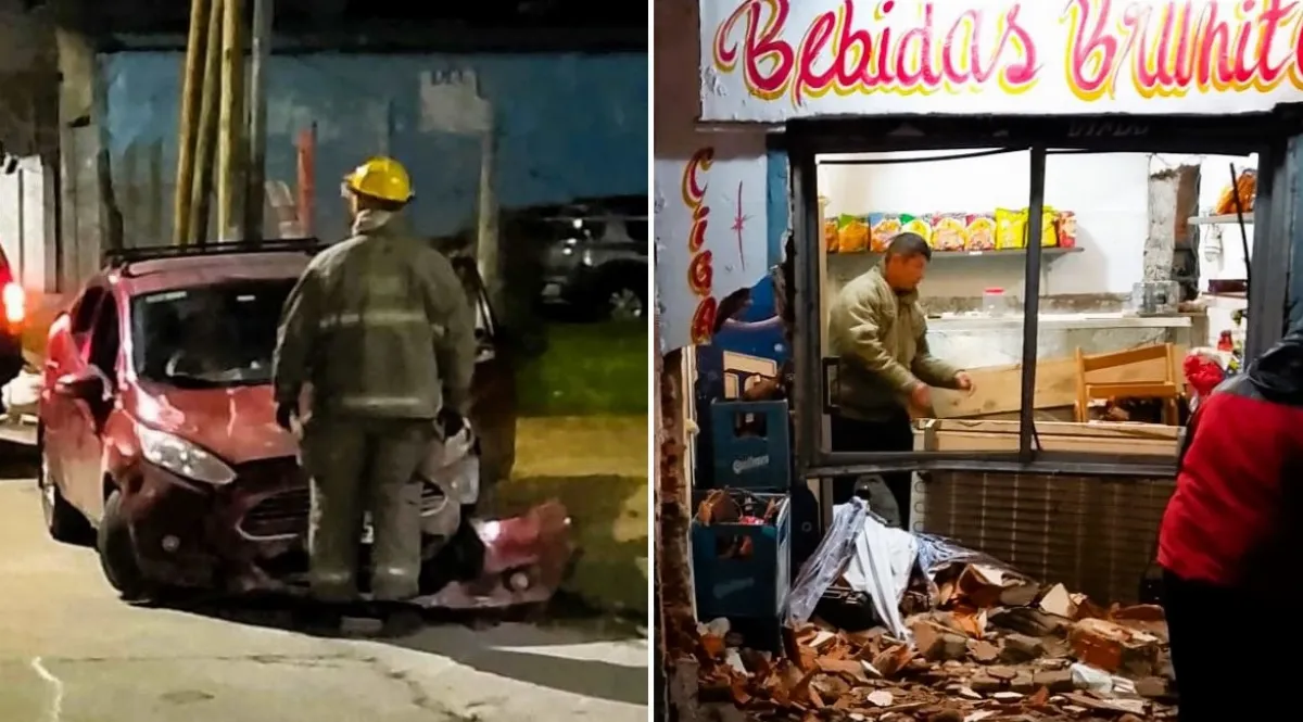 Fuerte choque a metros de la Municipalidad: Un conductor se estrelló contra un comercio y huyó
