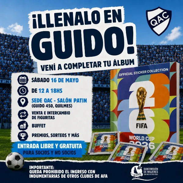 Quilmes Atlético Club organiza una jornada mundialista con figuritas, juegos y actividades para toda la familia