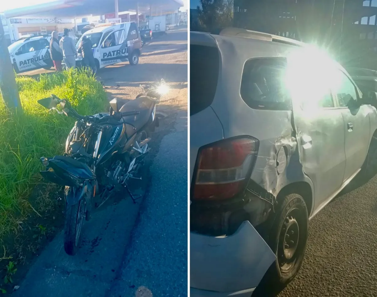Accidente entre un auto y una moto en Avenida La Plata