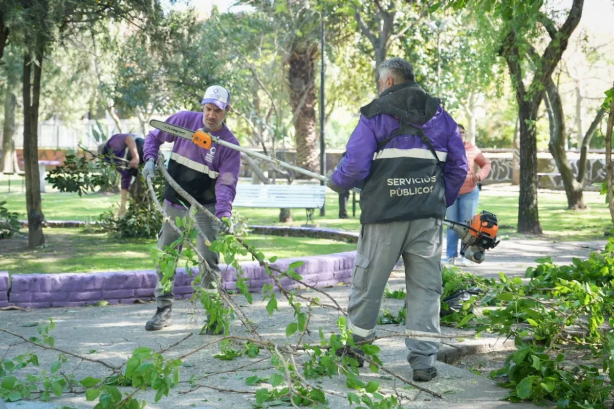 El Municipio realizó tareas de mantenimiento integral y limpieza en la Plaza Pampero de Bernal