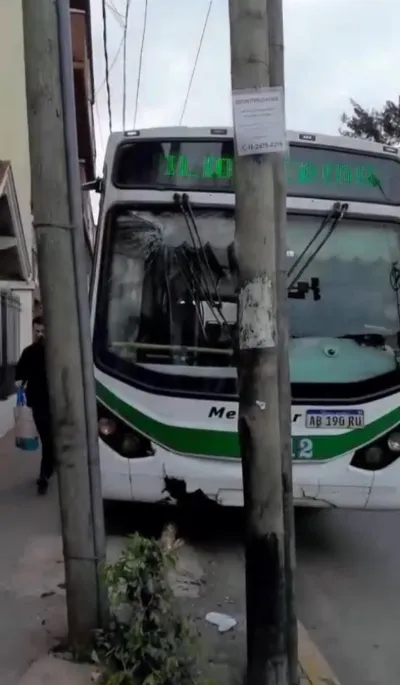 Colectivo chocó contra un poste de luz y dejó a vecinos sin servicio eléctrico