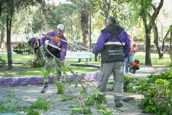 El Municipio realizó tareas de mantenimiento integral y limpieza en la Plaza Pampero de Bernal